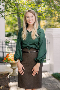 Made to Order Herringbone Tweed Pencil Skirt Size 10